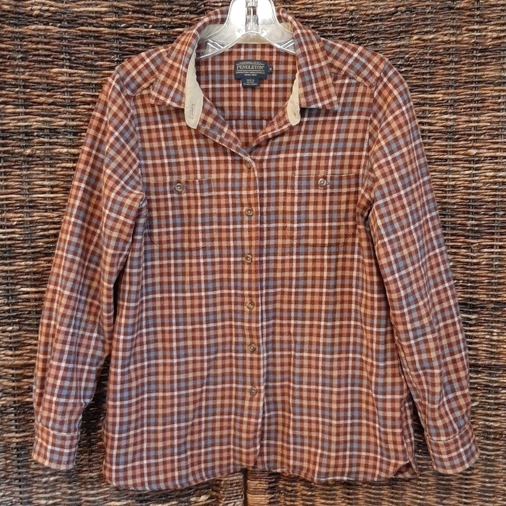 Vintage Pendleton Wool Plaid Flannel Button Down Shirt Gorpcore Camping Retro